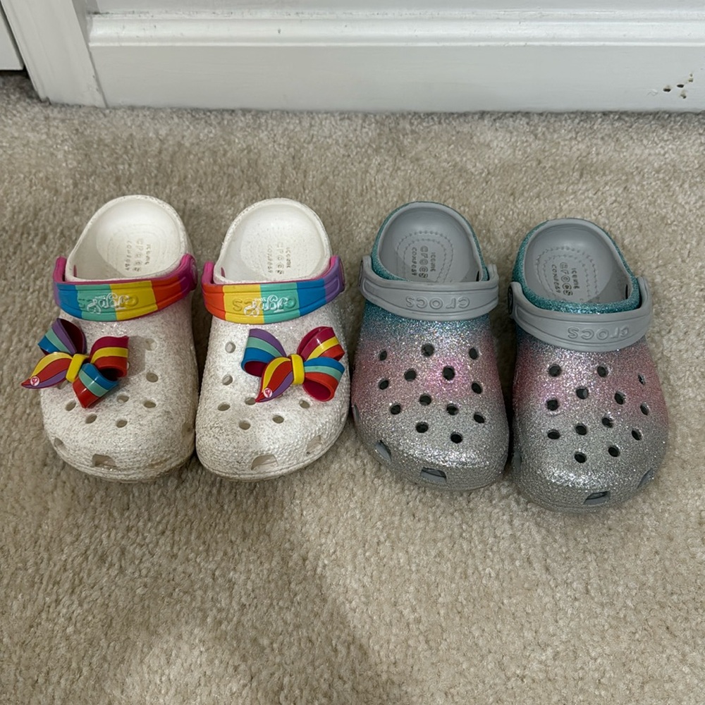 Set of two toddler crocs, size 11.